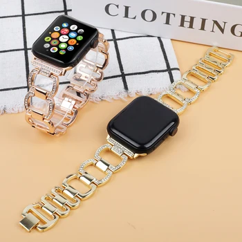 Luksus Teemant Naiste Rihm Apple Watch Band 41mm 45mm Ketid Metallist Käevõru 38 42 40 44mm Iwatch Series 7 6 5 Se 4 3 2 1