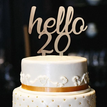 20pcs laseriga lõigatud Tere 20 sünnipäevaks verstapost kaunistused happy birthday cake torukübar