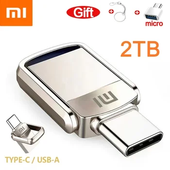 XIAOMI 2TB Metallist U-Disk 2 IN 1 OTG 1024GB Flash Drive USB-3.1 512 gb 1 TB Pen Drives Memory Stick C-Tüüpi Adapter Kingitused Uus