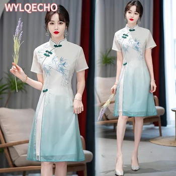 2023 Traditsiooniline Lühikesed Varrukad Qipao Kleit Uus Elegantne Retro Stiilis Muudetud Cheongsam Hiina Naiste Rõivad