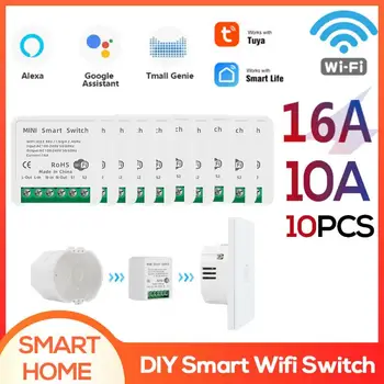 16A /10A Tuya Wifi Smart Switch Kontrolli Taimer Traadita Lülitid Targa Kodu Automaatika Tööd Alexa Google Kodu
