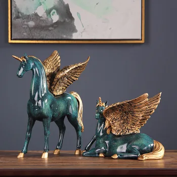 Loominguline Kaunistused Mütoloogia Vaik Ükssarvik Pegasus Kaunistused Põhjamaade Stiilis Tuba, TV-Kapp Veini Kabinet Desktop Käsitöö