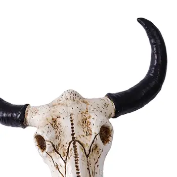 3D Bull Skull Skulptuur Lehm Kolju Pea Looma Pea Figuriin Pikk Sarv Lehma Kolju Kuju Office Magamistuba Decor Laekuva Kingitus