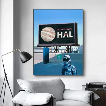 Kaasaegne Saada Seal koos HAL Kunsti Lõuend Maalid Astronaut Plakatid ja Pildid Seina Art Pilte elutuba Teenetemärgi Cuadros