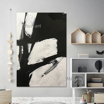 Palett Nuga Õlimaal Kaasaegse Euroopa Kunsti Odav Lõuend Pildid Frameless Köögi Seina Decor Abstraktse Valge Must Kunsti