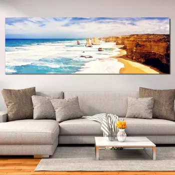 Päikest Mere Rannas Laine Päikeseloojangut Maastik Lõuendile Maali Plakatid ja Pildid Seina Art Pilte elutuba Home Decor raamita