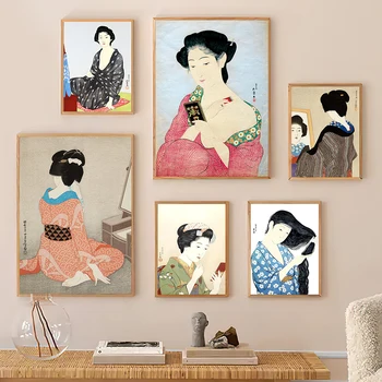 Jaapani Naine Ukiyoe Kunsti Galerii Poster Kimono Naine Retro Vannituba Lõuendile Maali Prindi Seksikas Geisha Tuba Home Decor Vintage