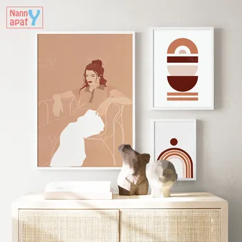 Boho Naine Referaat Plakat Nodic Plakatid ja Pildid Värv Ploki Seina Art Lõuend Maali Pilte elutuba Home Decor