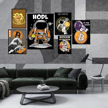 Bitcoin revolutsiooni turul plakat ja trükitud kaasaegne office-kodu kaunistamiseks seina värvimine