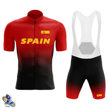 UUS Hispaania Meeskond 2022 Mehed Suvel Jalgrattaga Jersey Set Bike Lühikesed Varrukad MTB Sport Jalgrattasõit Riided Ropa Maillot Ciclismo Hombre Komplekt