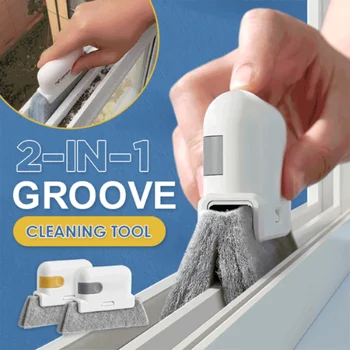 2 in 1 Groove Cleaning Tool Akna, Ukse Raami Soone Puhastamiseks Pintsel Käes Loominguline Puhastaja Tööriistad 2 Asendamine Pea Uus