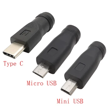 1/2/5tk DC Adapter Converter Tüüp-C USB Meeste ja 5.5x2.1mm Naine Jack Pistik 5.5*2.1 mm, Sülearvuti, Sülearvuti, PC Arvuti