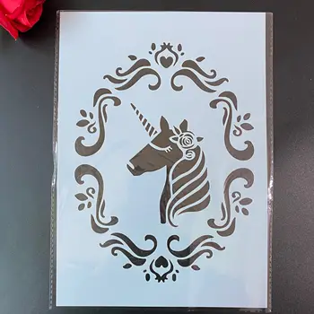 DIY Šabloonid Seina Maali Külalisteraamatusse Värvimine Reljeef Album Dekoratiivne Paber Card Template A4 29 * 21cm ükssarvik Mandala