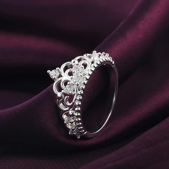 Eripakkumine 925 Sterling hõbe Rõngad, naiste crystal Crown Mood pool jõulukinke teemant sõrmus pulm Ehteid