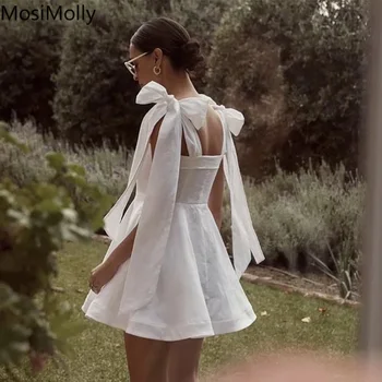 Puuvillane Kleit Valge Kleit Naiste Suve Puhkus Kuupäev Kanda Kleit Armas Vibu Lint Mini Kleit Prantsuse Stiilis Kleit Valge