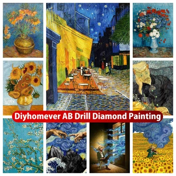 Vincent Van Gogh AB Diamond Maali Tikandid Kohvik Terrass Starry Night Art ristpistes Mosaiik Käsitöö Käsitöö Home Decor