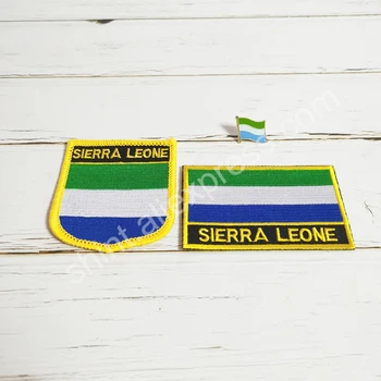 Sierra leone Riigi Lipu Tikandid Plaastrid Badge Shield Ja Ruudu Kuju Pin Ühe Komplekti Kohta Riie Armband Seljakott Teenetemärgi
