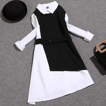 kevad-sügis uus vest särk kleit naiste rinnamikrofon ebaregulaarne võltsitud kaheosalised komplektid