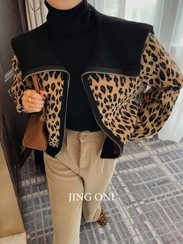 Leopard Kampsun, Sviiter, Koo Jakid Y2k Naine Riided 2023 Fashion Korea Stiilis Vintage Talve Mantel Saagi Elegantne Lühike Sügis