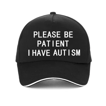 Palun ole Kannatlik, mul On Autism kirja Prindi baseball Caps mehed naised 100%puuvill isa ühise põllumajanduspoliitika suvel Unisex reguleeritav snapback müts