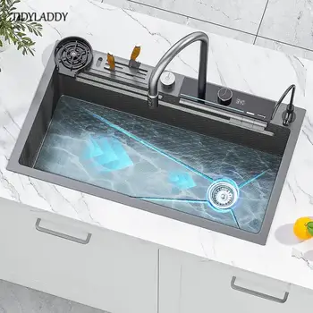 Uus Kärgstruktuuri Juga Kraanikauss Suur Üksik Pesa Köök Tarvikud Multifunktsionaalne Juga Kraan Digitaalne Ekraan
