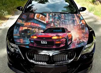 Tokyo Drift Neonlit Linna Racing Etendus Auto Kapuuts Vinüül Kleebised Wrap Vinyl Film Mootori Kleebised Kleebise Auto, Auto Tarvikud