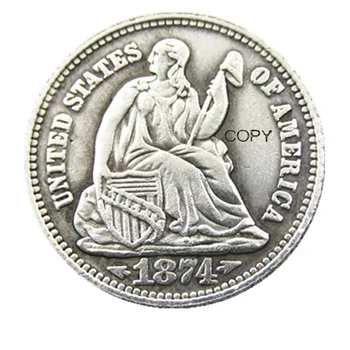 USA 1874P/CC/S Liberty Istuva Peenraha Pinnatud Hõbe Mündi Koopia
