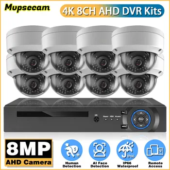 8CH H. 265+ Home Security Kaamera Süsteemi Väljas 8 Kanali 4K HD XVI DVR Järelevalve CCTV Metallist Kuppel Kaamera Koos IR Night Vision