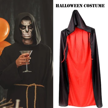 Halloween Cosplay Kostüüm Pikk Kapuutsiga Punane Must Rüü Nõid Grim Reaper Karneval Mantel Lapsed Täiskasvanud Isik