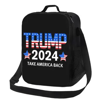 Trump 2024 Termiliselt Isoleeritud Lunch Bag Naiste MEIL Ameerikas Tagasi Kaasaskantav Lõuna Konteiner Kooli Multifunktsionaalne Bento Toidu Box