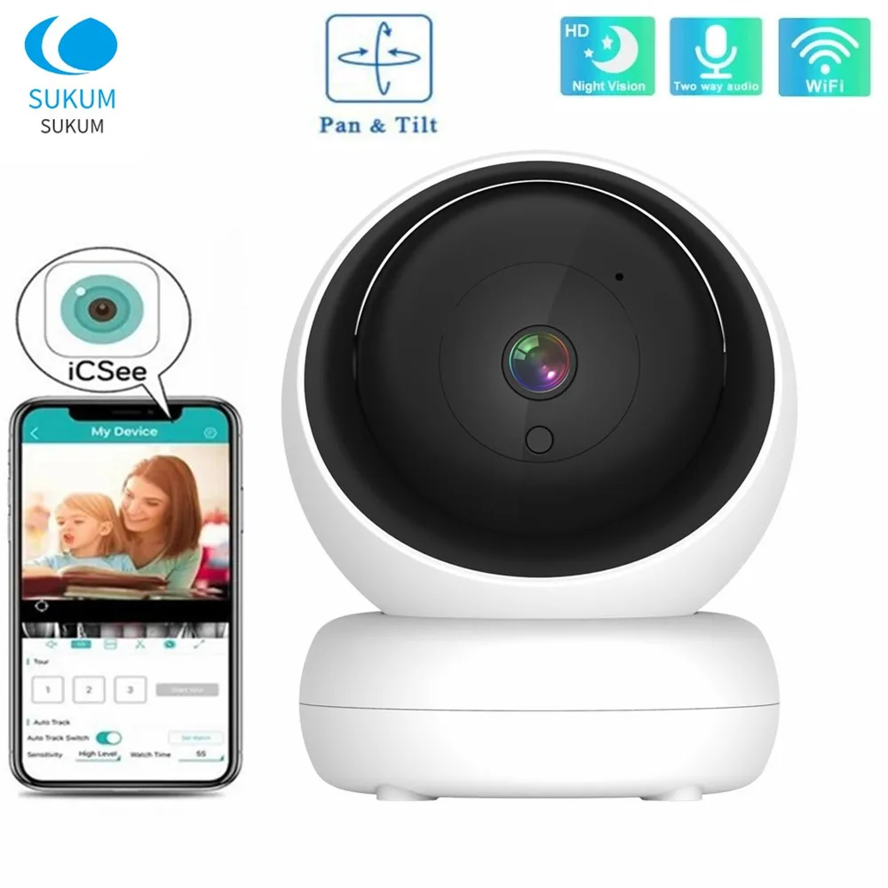 3MP ICSee MINI WIFI Kaamera Smart Home Kaks Võimalust AUDIO Automaatne Jälgimine Traadita Turvalisuse Kaamera Siseruumides . ' - ' . 0