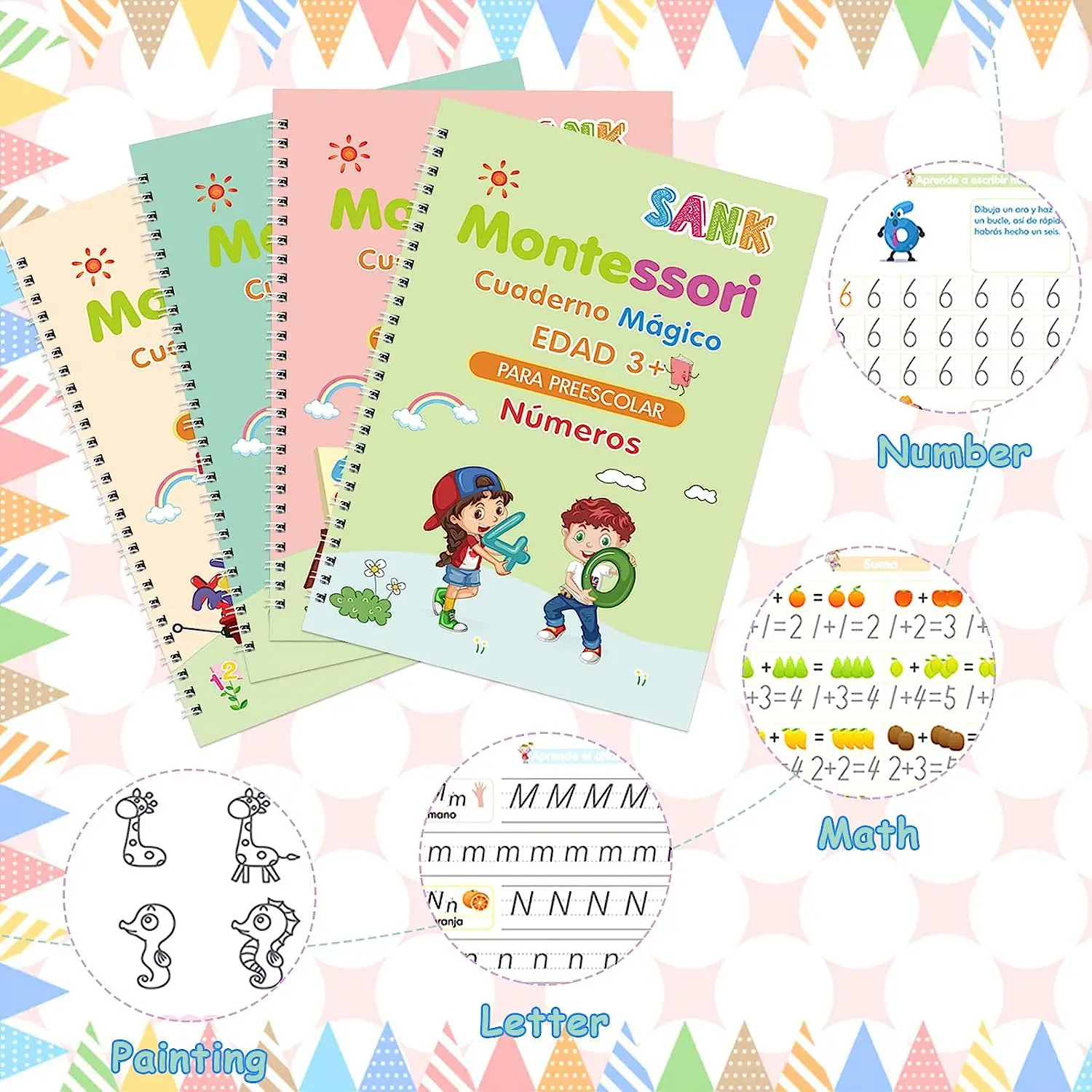 4 Raamatud Magic Kirjutamine Koopia Raamat Hispaania Kalligraafia Sülearvuti Montessori Korduvkasutatavad Haridus Calligraphic Kirja Tava Mänguasi . ' - ' . 4