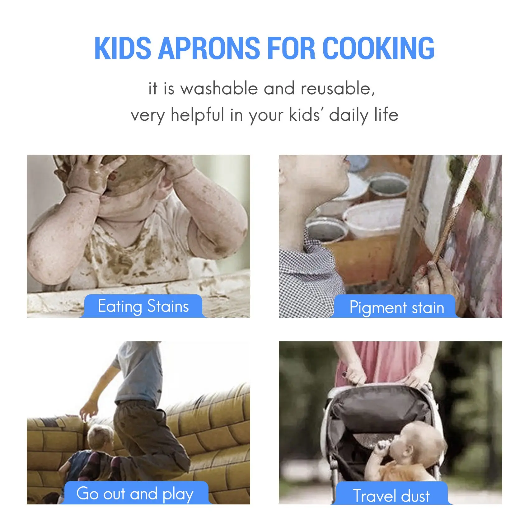 6-Töö Laste Põll ja Chef Hat Set Reguleeritav Laste Põlle Köögis toidu valmistamiseks ja Värvimiseks . ' - ' . 4