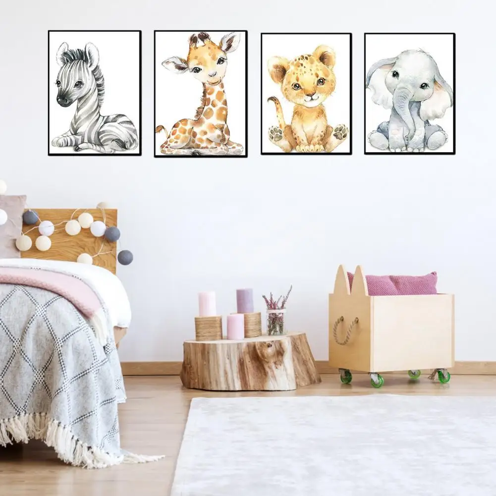 Elevant, Kaelkirjak Zebra Jänes, Tiiger Loomade Plakatid, Prindid Lasteaed Seina Art Lõuend Maali Lapse Pilt Baby Kids Room Decor . ' - ' . 1