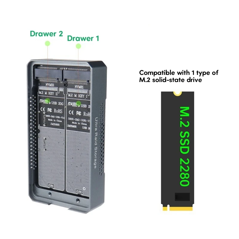 M. 2 2280 NVMe SSD Puhul Box USB-3.2 20Gbps Raske Puuri Toetada Suure Kiiruse Lauaarvuti . ' - ' . 3