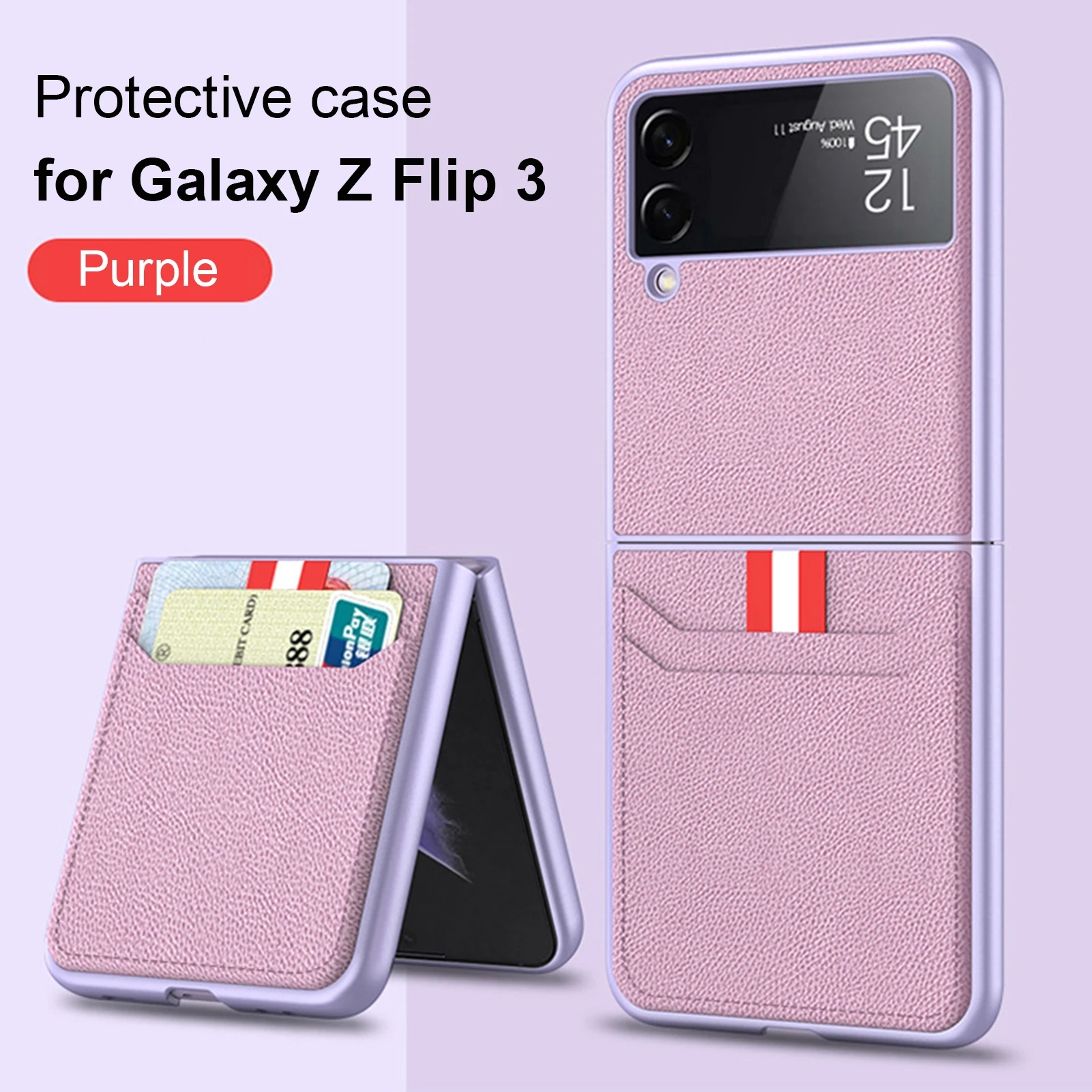 Rahakoti puhul Galaxy Z Flip 3 - PU Nahast Puhul Kaardi Omanikele ja Ultra-Õhuke Kest, Põrutuskindel . ' - ' . 0